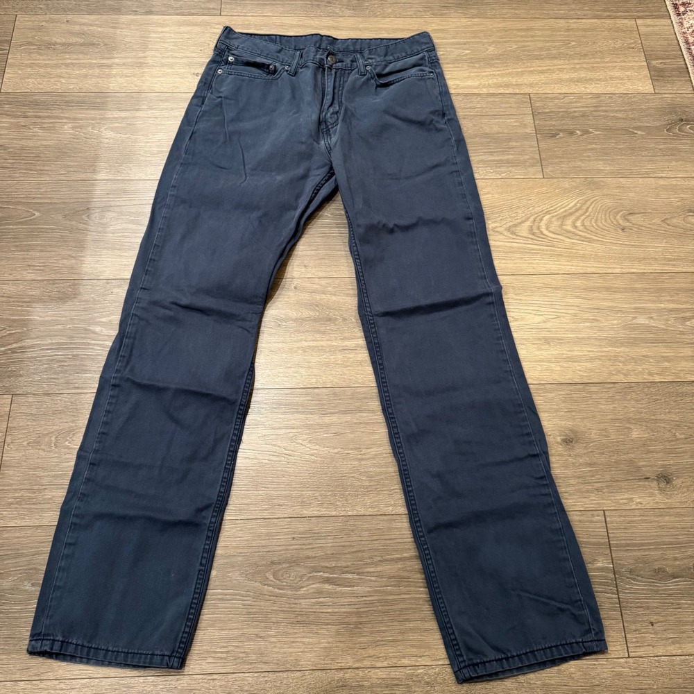 Levis 514 Straight Fit Pants Mens 33x34 Navy Blue Cotton Blend